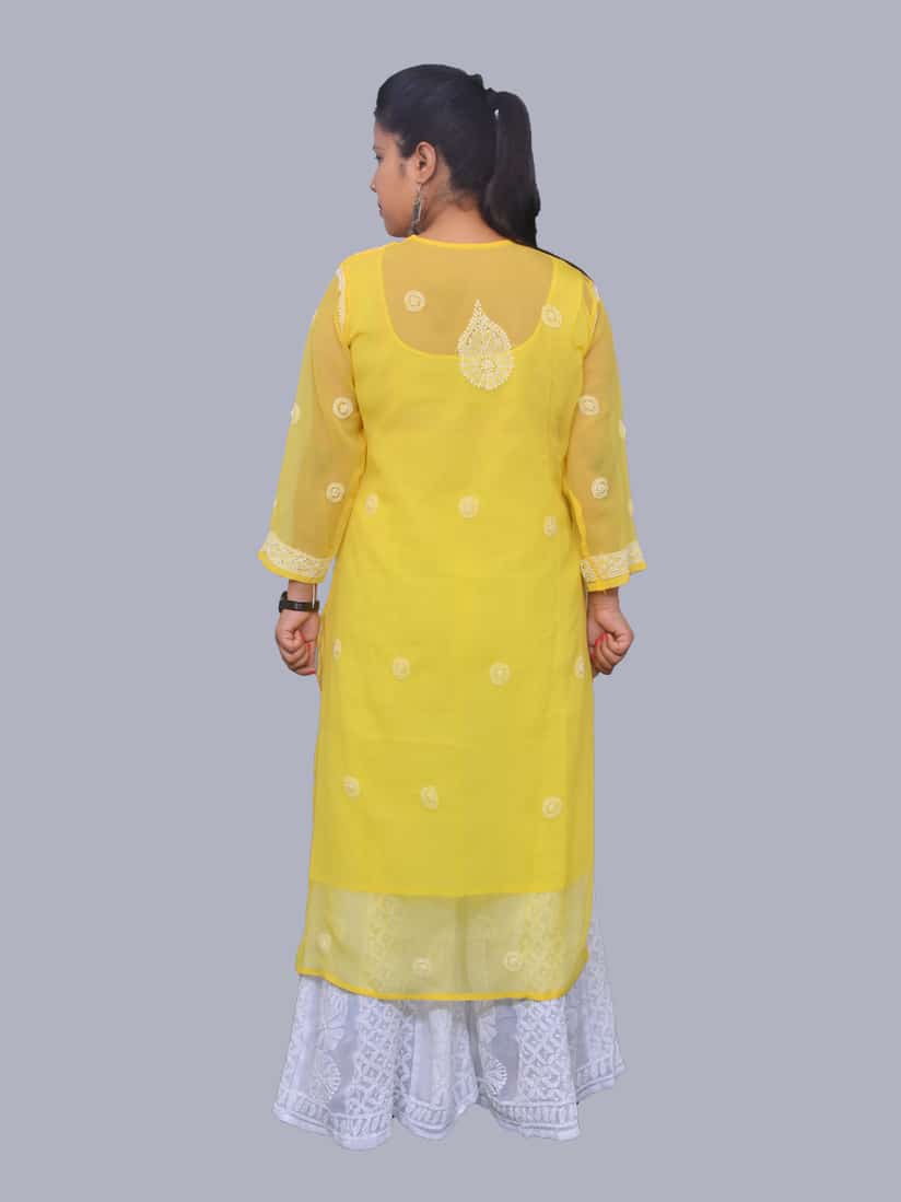 Lakhnavi Anarkali georgette kurti | Traditional dresses, Long sleeve dress,  Dresses with sleeves