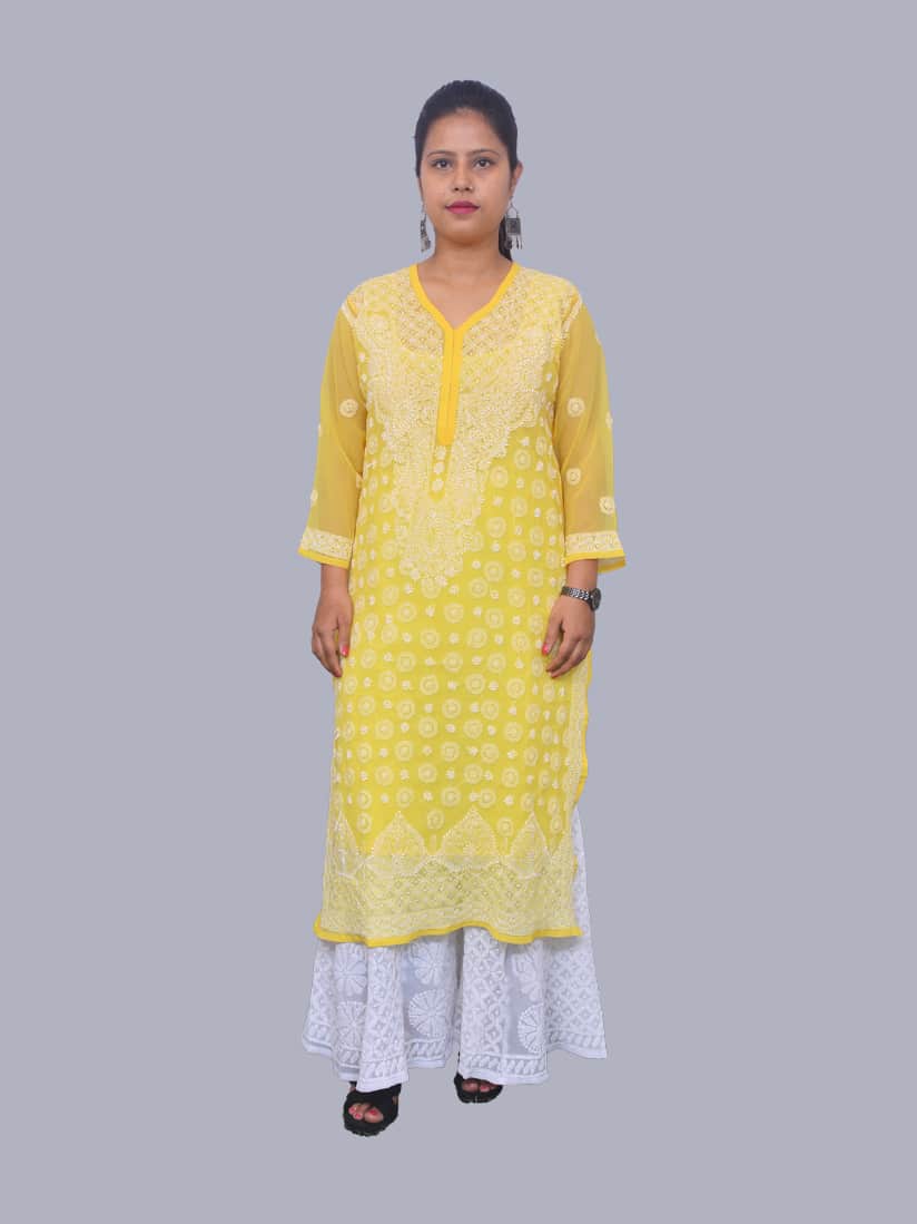 Nikita Dhongdi's Neon Mirror Handcrafted Chikankari Kurta with Sharara |  Embroidered gown, Sharara, Outfits