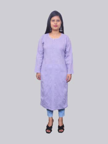 ISHIEQA's Grey Cotton Chikankari Kurti - AN0505D | Stylish dresses, Casual  work outfits, A line kurti