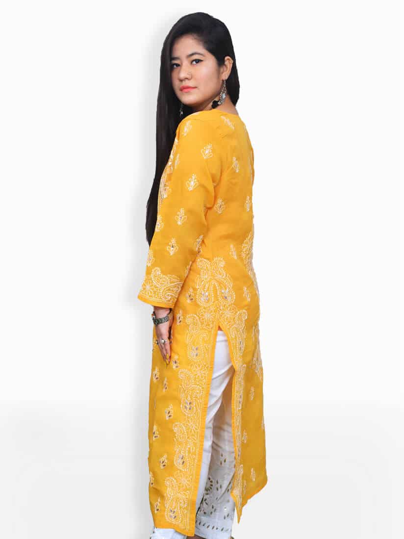 Shreya Yellow Silk Kurti Buy Kurtis in Surat