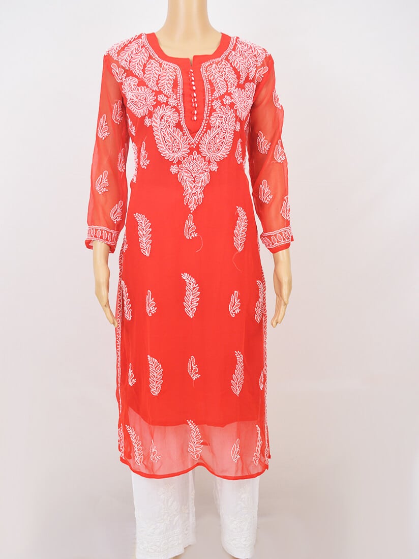 Buy Lucknowi Chikankari Kurta Palazzo Set With Dupatta, Premium Georgette  Chikankari Kurta Sets for Women, Indian Festival Suit, Gift for Her Online  in India - Etsy
