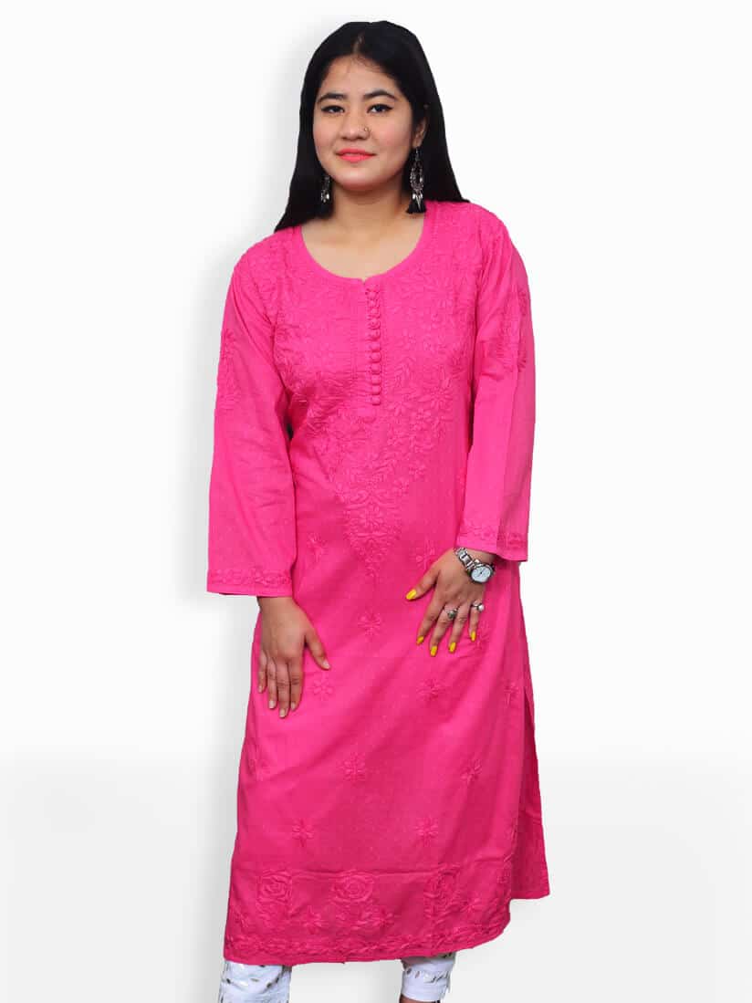 Poonam Designer White Lady Cotton Chikankari Kurti With Pant & Digital  Print Dupatta Set Wholesaler Surat