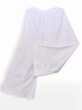 Women White Chikankari Cotton Flayered Palazzo - Lower