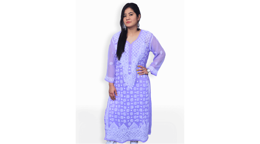 Ring Jaal Lucknowi Chikankari Casual Georgette Kurti